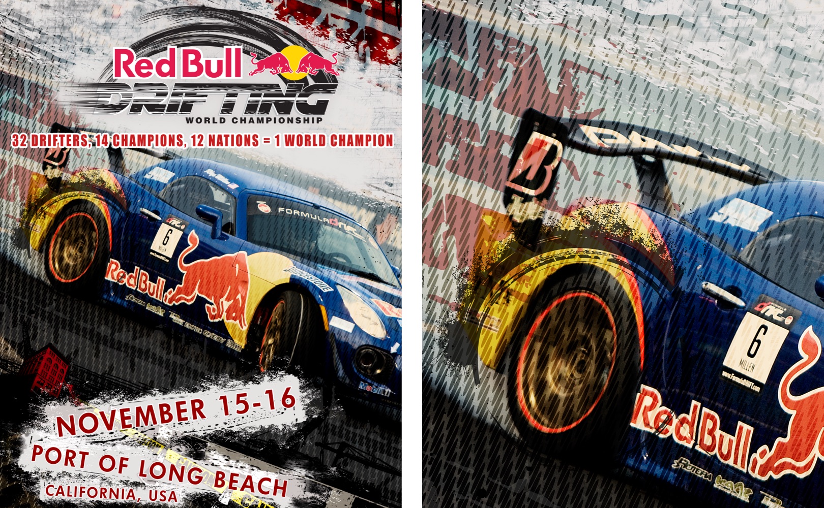 redbull drifting branding graphic design print posters flyers